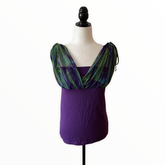 Vintage Purple effect top with tie shoulders detail Charlotte Russe - Picture 1 of 8